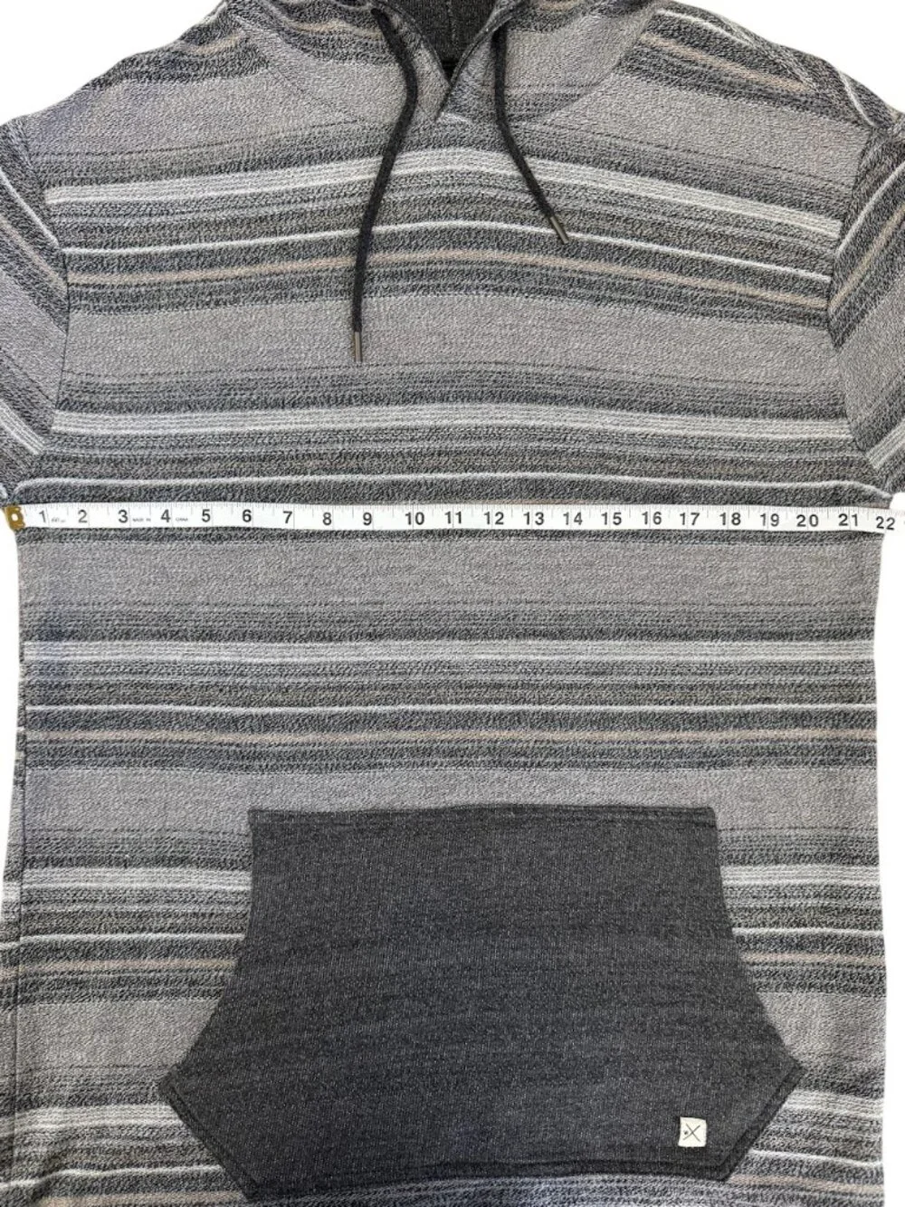 Departwest Buckle Striped Pullover Hoodie Mens Large Gray Baja Sweater - Picture 5 of 8